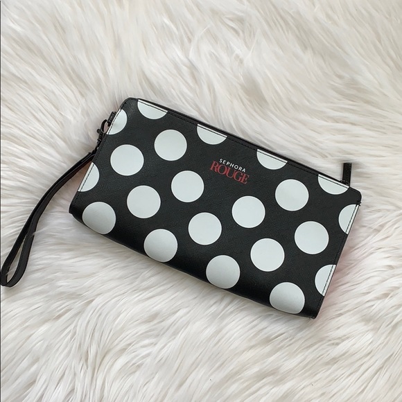Sephora Rouge B&W Polka Dot Cosmetics Pouch - Picture 1 of 7